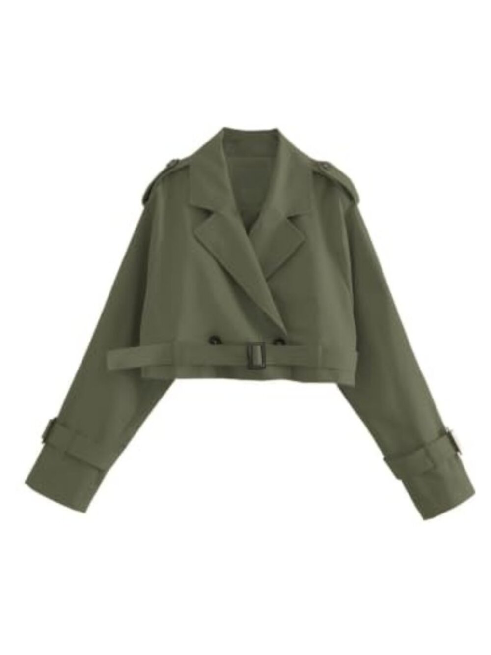 Xiaoxuemeng Women's Cropped Trench Coat Casual Double Breasted Wind coats Lapel